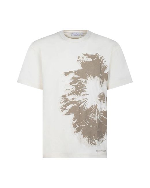 Calvin Klein Kurzarm egret weißes t-shirt in White für Herren