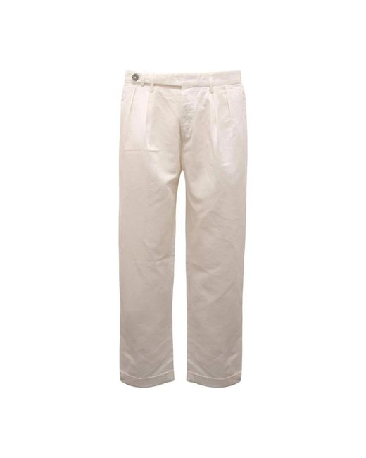 Michael Coal Natural Straight Trousers for men