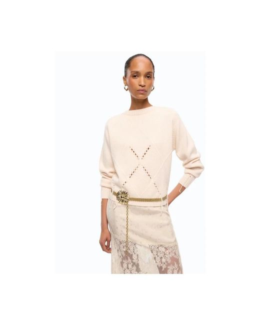 Pinko Natural Round-Neck Knitwear