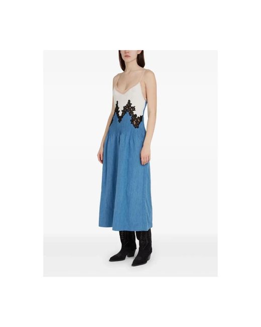 Gabriela Hearst Kleedjes ,Blauw ,Blauwe Kant Maxi Jurk Elegante Stijl in het Blue