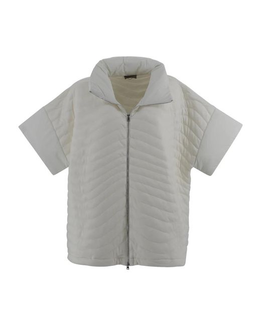 Herno Jassen ,Wit ,Gewatteerde Witte Poncho Jas in het Gray