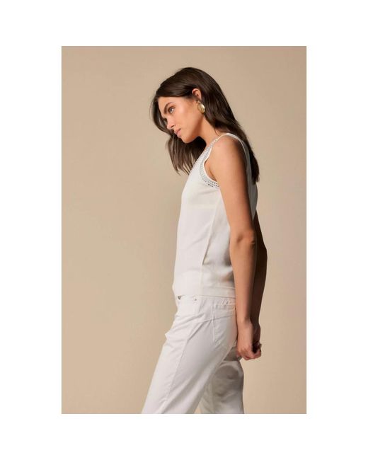 Kocca Stijlvolle Beaded Vest Top in het White
