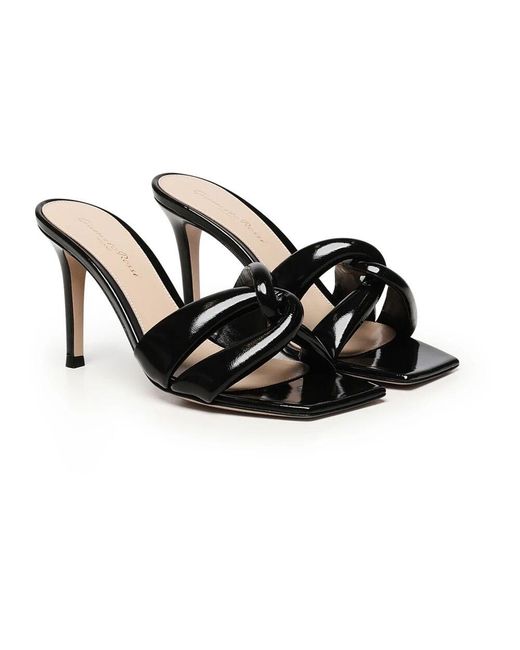 Gianvito Rossi Black Schwarze Ledersandalen Mit Offener Zehenpartie