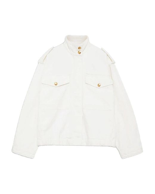 Anine Bing Jassen ,Katoen Audrey Jas Ivoor Oversized Button-Up in het White