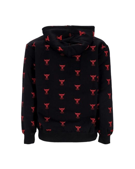 Mitchell & Ness Hoodies & Sweatvesten ,Zwart ,Katoen Chicago Bulls Aop Fleece Hoodie in het Blue voor heren