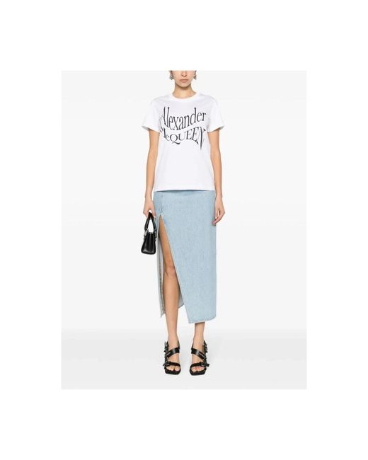 Logo print crew neck t-shirts y polos Alexander McQueen de color White