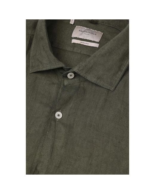 Brooksfield Green Casual Shirts for men