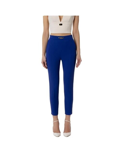 Elisabetta Franchi Blue Cropped Trousers