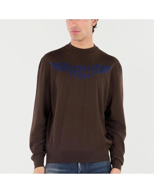 Roberto Cavalli Brown Round-Neck Knitwear for men