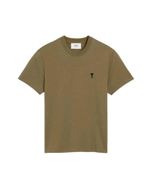 AMI Tops ,Groen ,Katoen Contrasted De Cœur T-Shirt in het Green voor heren