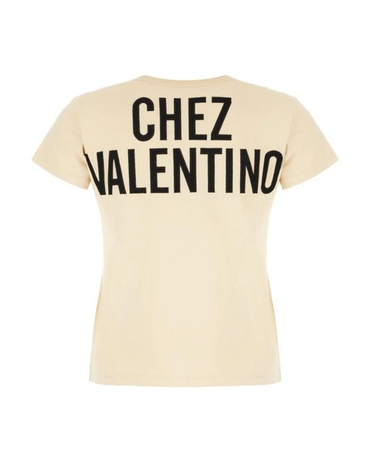 Valentino Garavani Bedrukt Katoenen T-Shirt in het Natural
