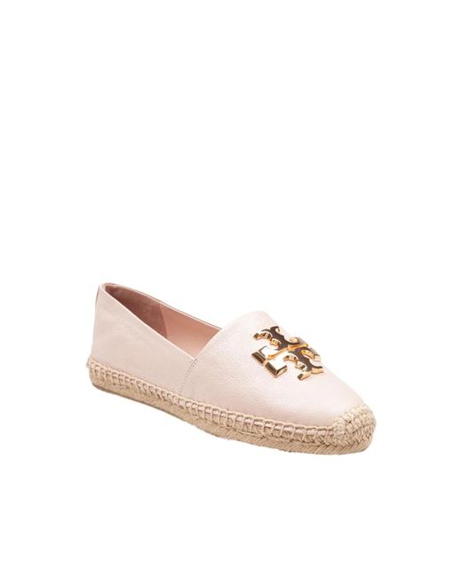 Tory Burch Pink Rosa Leder Espadrilles Metall T-Platte
