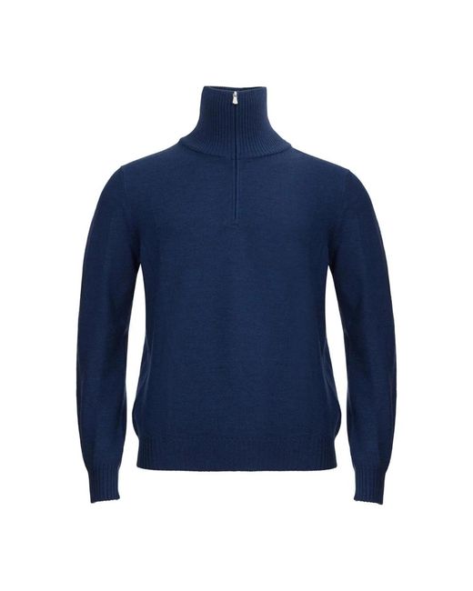 Maglione di lana blu con mezza zip di Gran Sasso in Blue da Uomo