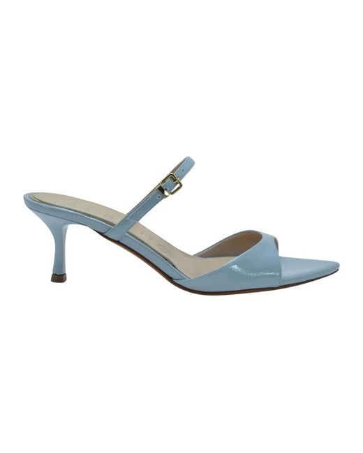 Albano Blue Hellblaue Leder Decollete Mit Verstellbarem Riemen
