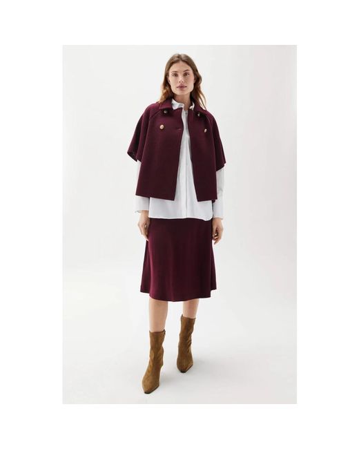 BUSNEL Truien & Vesten ,Rood ,Wol Gertrude Cape in het Red