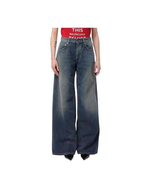 Balenciaga Wide Jeans in het Blue