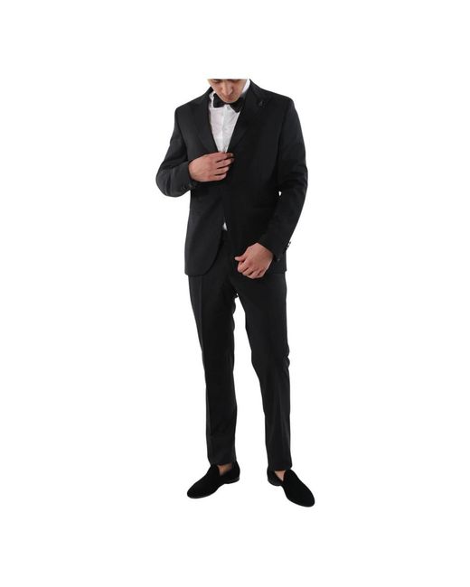 Paoloni Black Single Breasted Suits for men