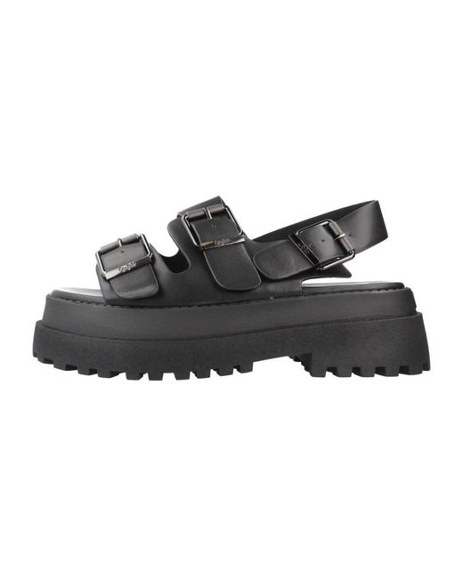 Buffalo Schoenen ,Zwart ,Leer Pluto Ari Sandalen in het Black