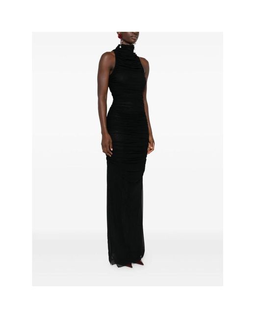 Amen Black Schwarzes Halterneck-Kleid Mit Transparentem Mesh
