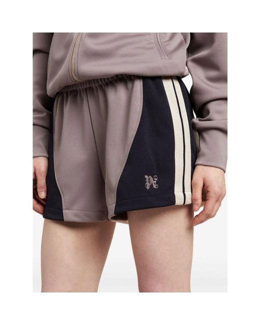 Palm Angels Brown Farbblock jersey shorts mit seitenstreifen