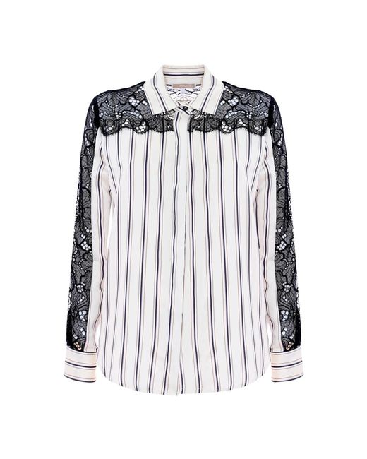 Camicia in viscosa a righe con dettagli in pizzo di Kocca in Blue