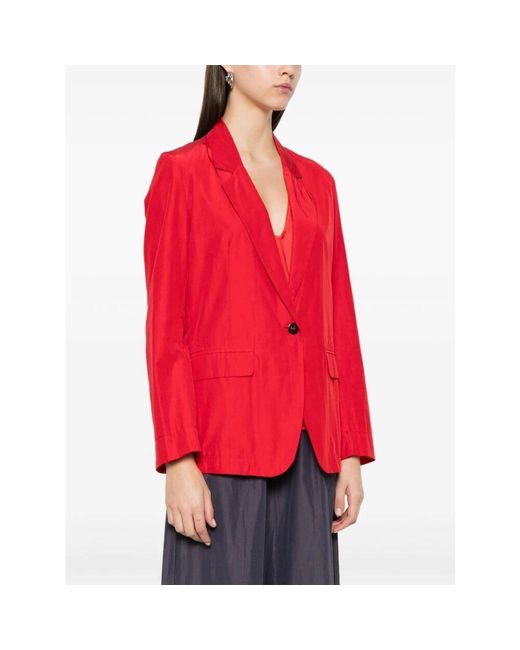 Forte Forte Red Rote knopfjacke mit klappentaschen