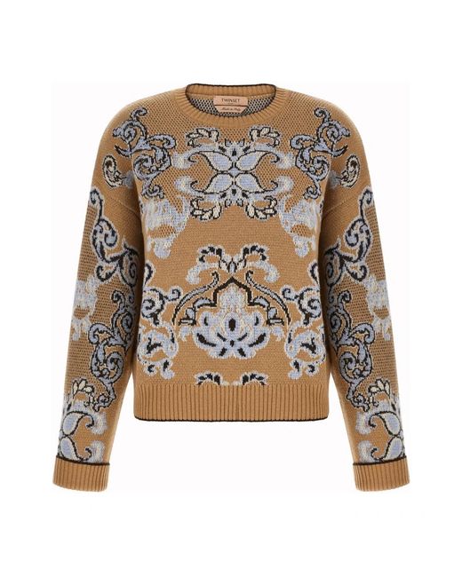 Twinset Gray Round-Neck Knitwear