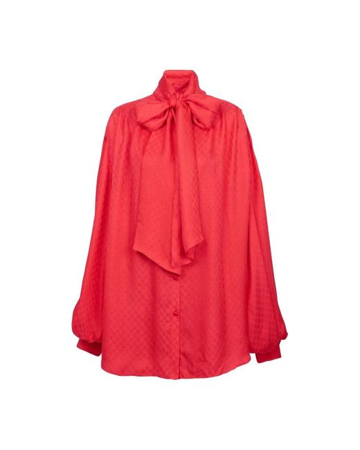 Balmain Overhemden ,Roze ,Monogram Jacquard Zijden Overhemd in het Red
