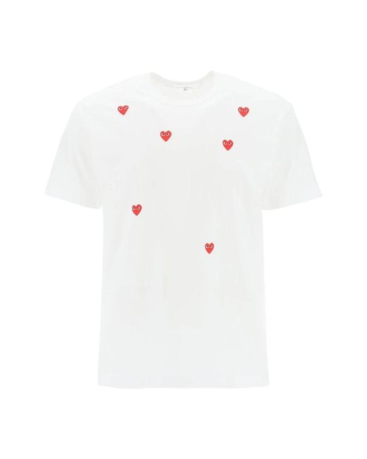 T-shirt girocollo con motivo a cuore di COMME DES GARÇONS PLAY in White da Uomo