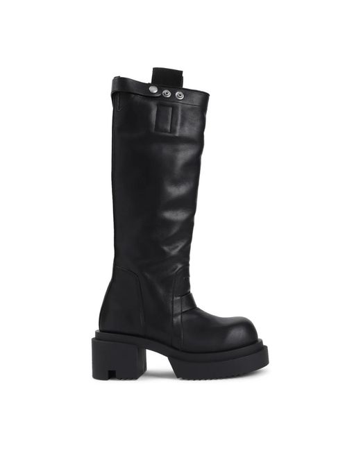 Rick Owens Black Calf Leather Knee-High Boots