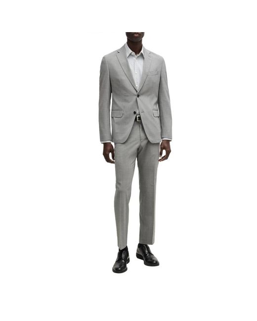 Boss Gray Single Breasted Suits for men