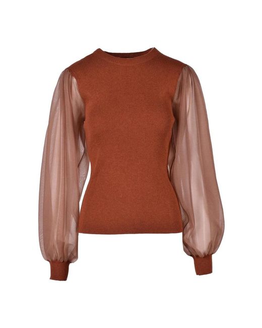 Round-Neck Knitwear di Ulla Johnson in Brown