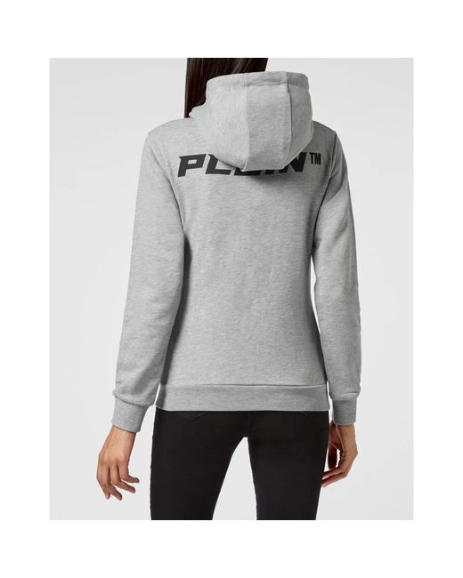 Philipp Plein Hoodie Sweatjacket Full Zip in het Gray