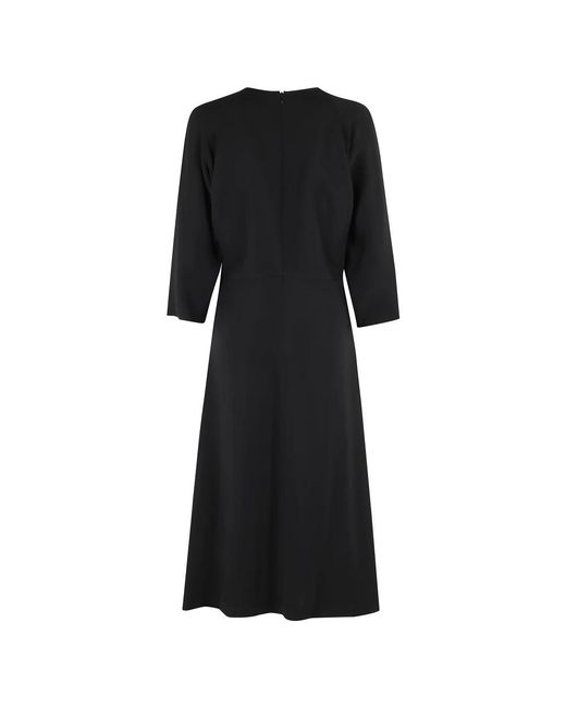 Seventy Kleedjes ,Zwart ,Zwarte Cady Crêpe Midi Jurk in het Black