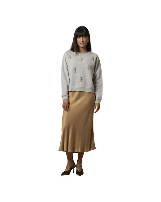Kocca Hoodies & Sweatvesten ,Grijs ,Sweatshirt Met Juwelen En Lange Mouwen in het Metallic