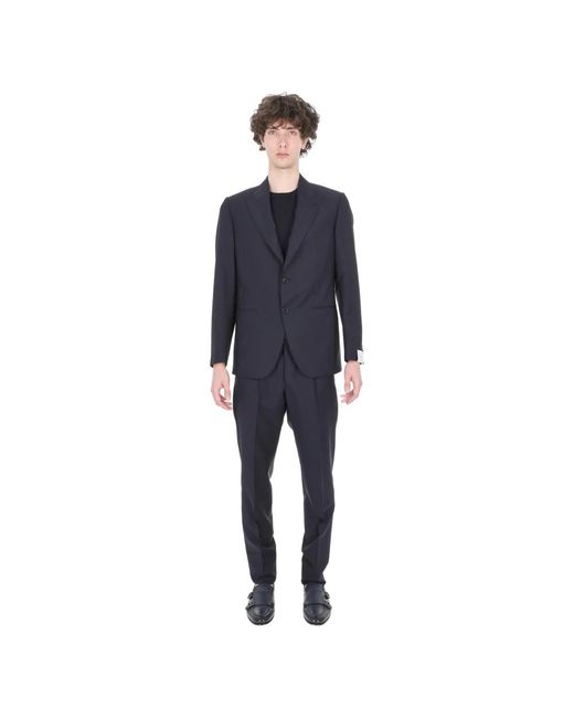 Caruso Blue Single Breasted Suits for men