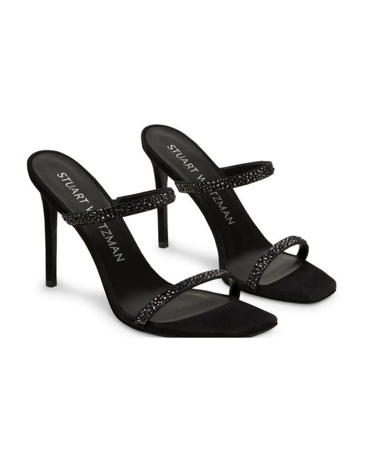Stuart Weitzman Black Heeled Mules