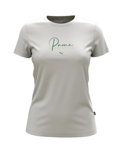 T-shirt bianca con stampa logo di PUMA in Gray