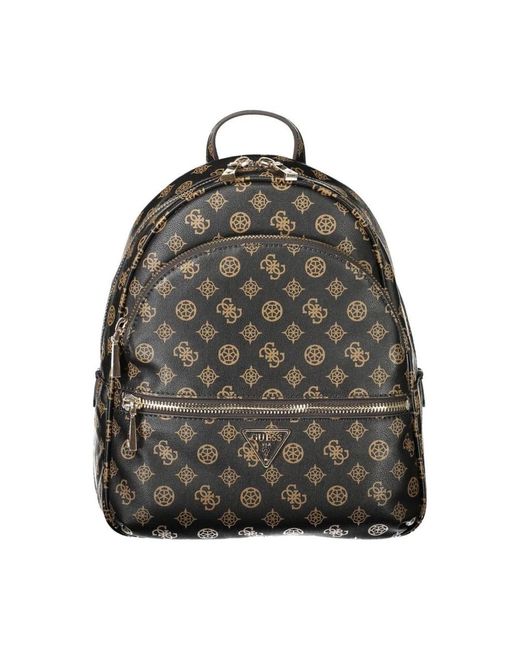 Zaino in polietilene marrone con scomparti multipli di Guess in Gray