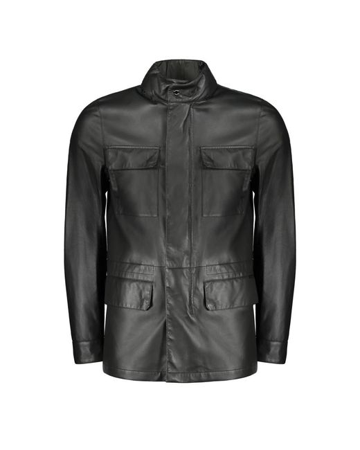 Moorer Black Leather Jackets for men