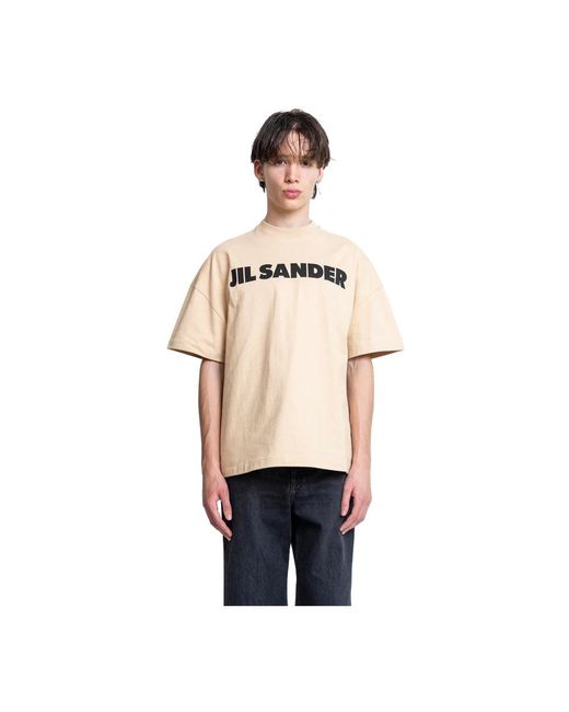 Jil Sander Dunkler sand logo t-shirt in Natural für Herren