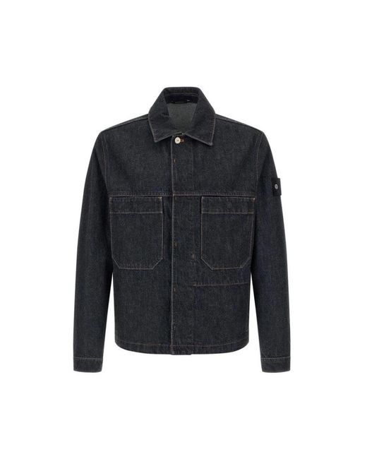 Stone Island Blue Denim Jackets for men