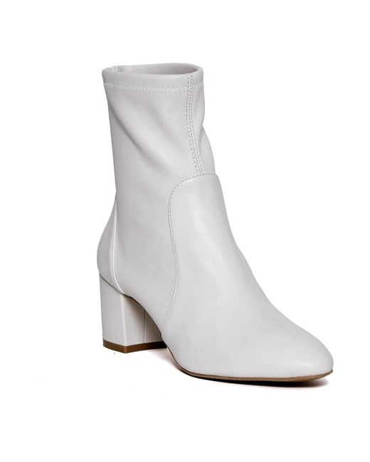 Stuart Weitzman White Suede Ankle Boot 60Mm Heel