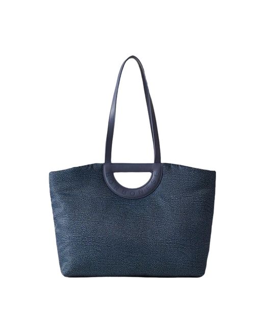 Borbonese Blue Schultertasche Aus Technischem Stoff