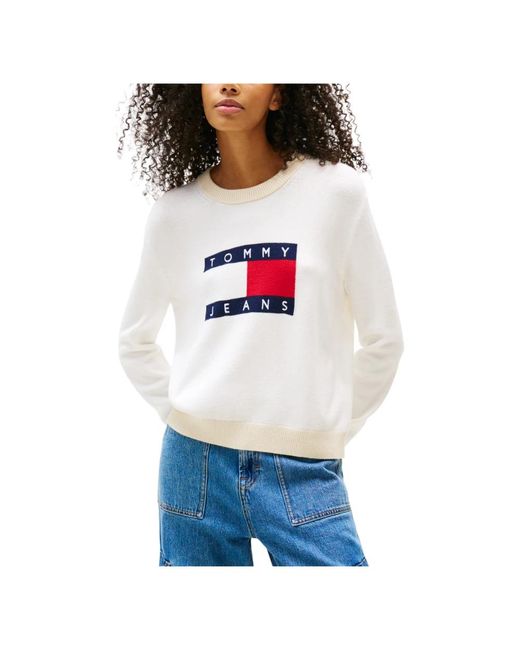 Tommy Hilfiger White Round-Neck Knitwear