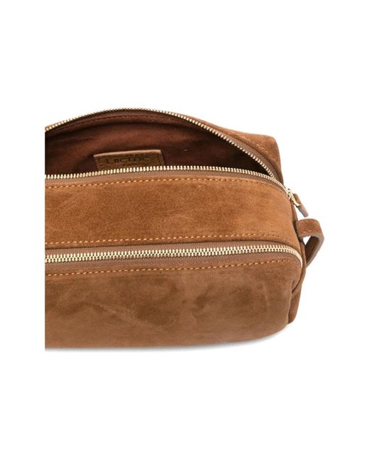 Elleme Brown Braune Wildleder Umhängetasche Mit Doppeltem Reißverschluss