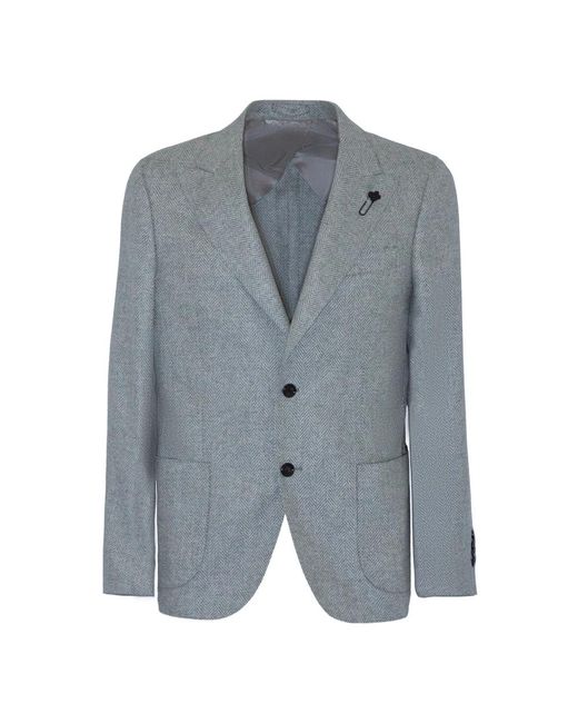 Lardini Jassen ,Grijs ,Wol Grijze Wol Kasjmier Blazer Herringbone Weefsel in het Blue voor heren