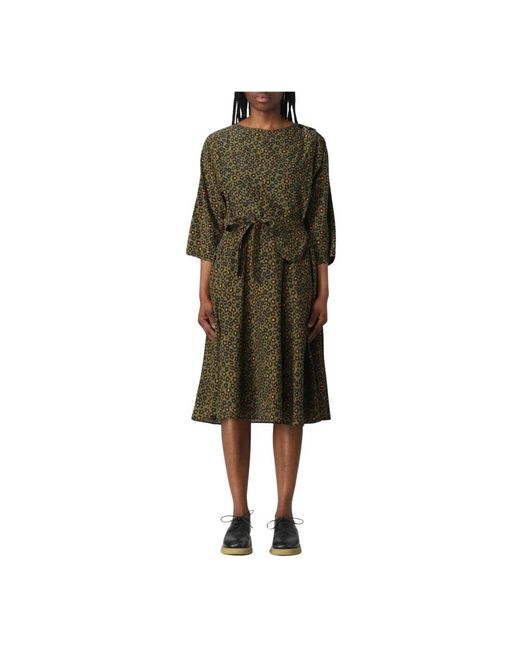 KENZO Green Militär-Inspiriertes Bedrucktes Kleid Mit Gürtel