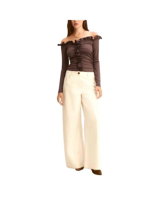 Marella White Wide Trousers