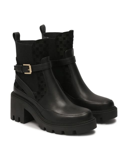 Kazar Black Schwarze Stiefeletten Mit Slip-On Auf Fester Sohle Mit Absatz